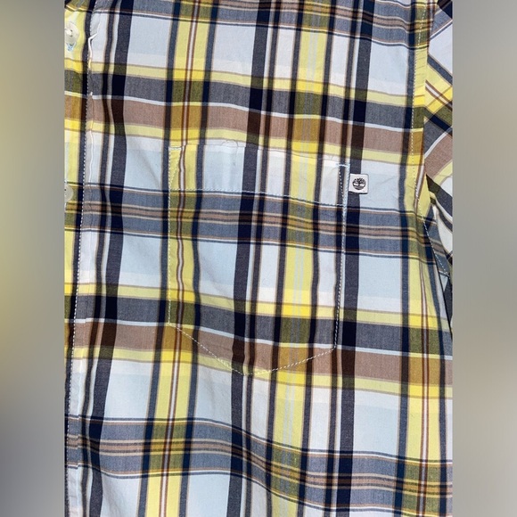 Timberland Men’s Large Plaid Button Down Short Sleeve Shirt - Picture 3 of 6